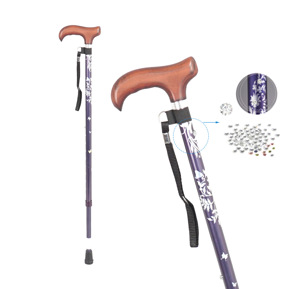진산)웰비 큐빅 이단지팡이/꽃무늬 고급형/608SAW [영세품]