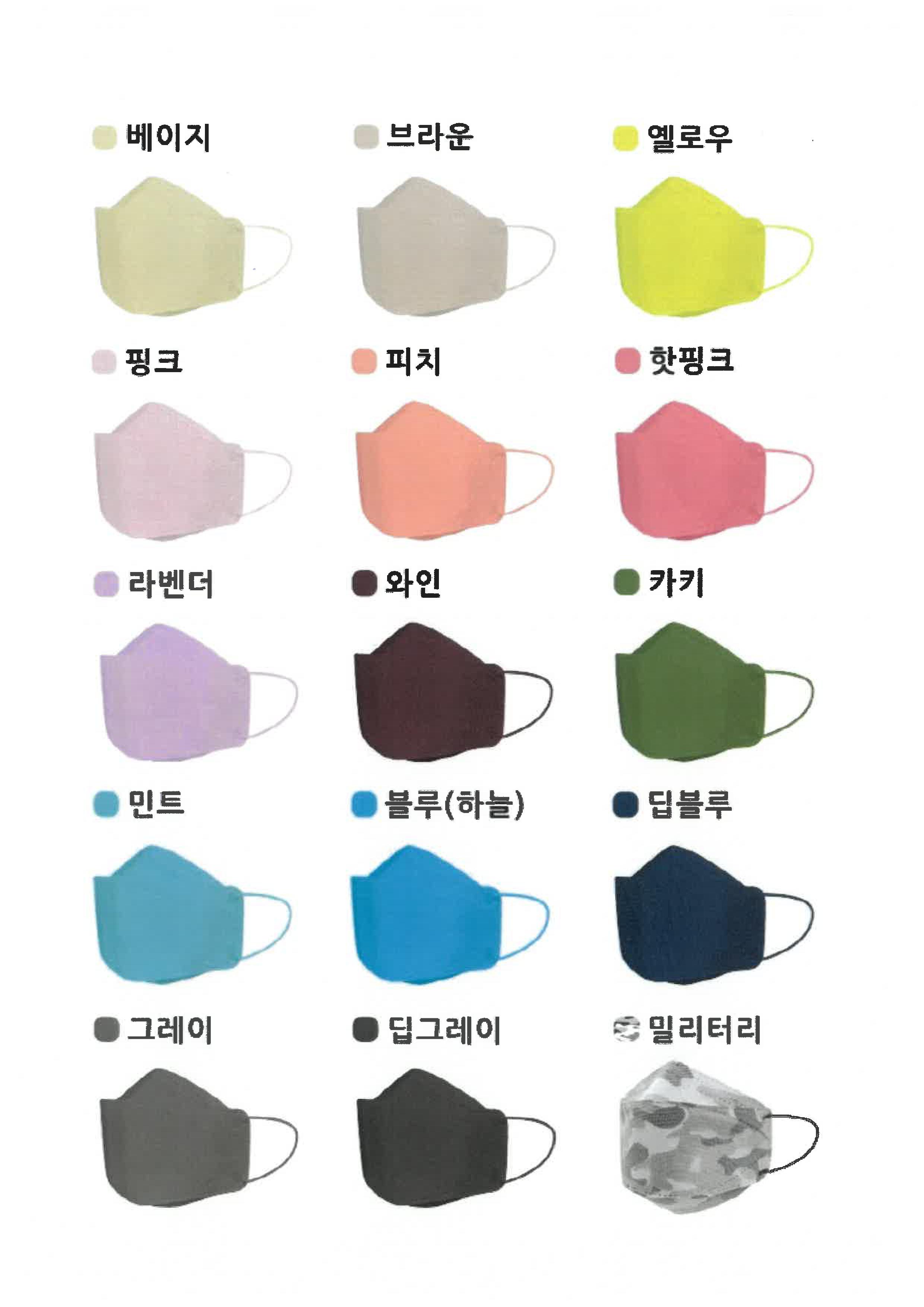 메디인 컬러마스크/인박스 없음/판매단위 : 1봉(5매입)/3중구조(KF80필터사용)/온라인 판매금지